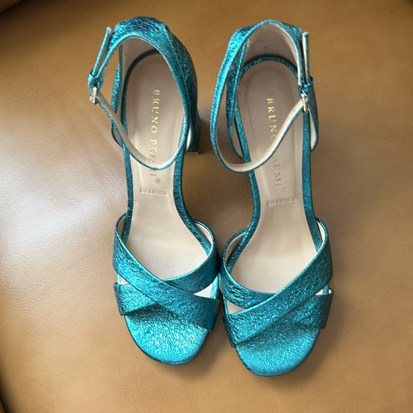 Sam Edelman Metallic Teal Heels.  Pre-owned. Size 8.5 EU 38 - Picture 1 of 6